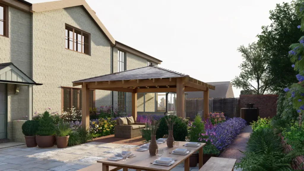 garden design 3d virtual render orchard house cover