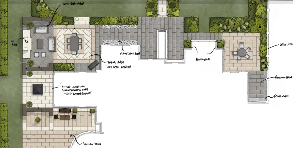 garden design 2d graphic render shenstone extracta