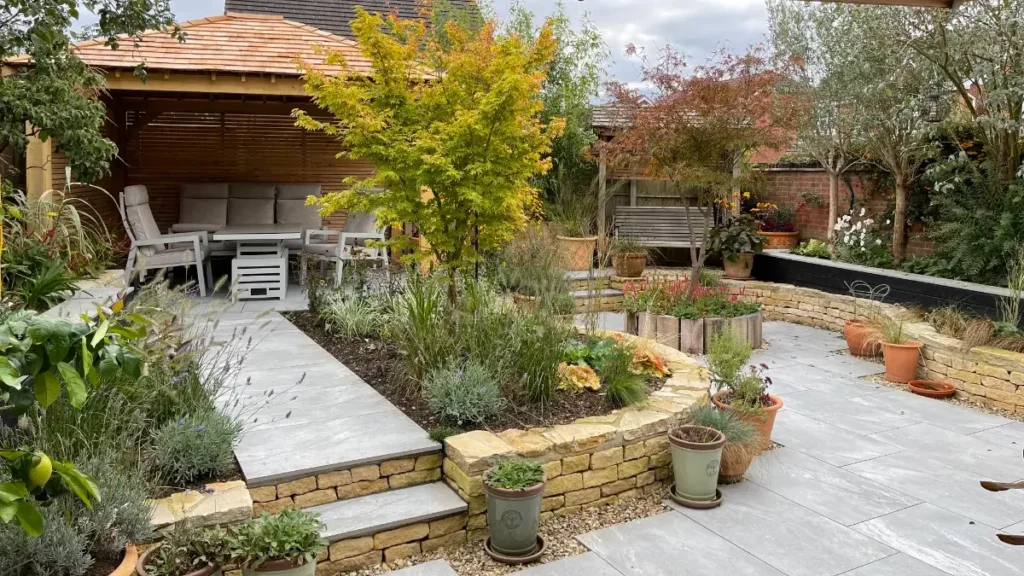 garden construction completed cover willow bank rune landscape worcester